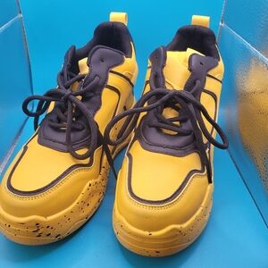 Anthony Wang Combat Yellow Hidden Wedge Platform Women's Sneakers Durian Style